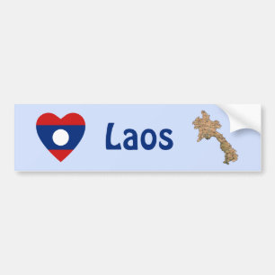 Para Coche Corazón de bandera de Laos + Pegatina de parachoq
