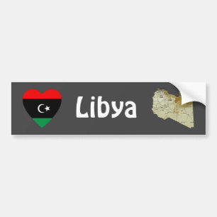 Para Coche Corazón de bandera de Libia + pegatina de parachoq