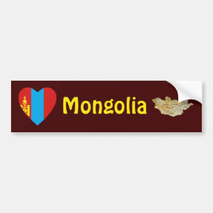 Para Coche Corazón de bandera de Mongolia + Pegatina de parac