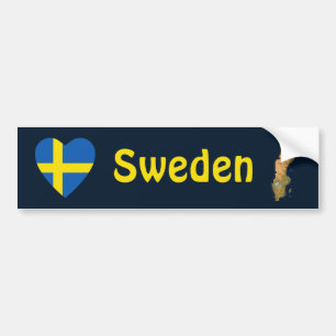 Para Coche Corazón de bandera de Suecia + Pegatina de paracho