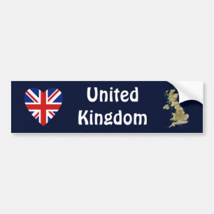 Para Coche Corazón de bandera del Reino Unido + Pegatina de p