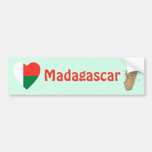 Para Coche Corazón de la bandera de Madagascar + Pegatina