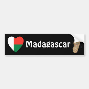Para Coche Corazón de la bandera de Madagascar + Pegatina