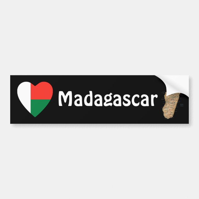 Para Coche Corazón de la bandera de Madagascar + Pegatina (Frente)
