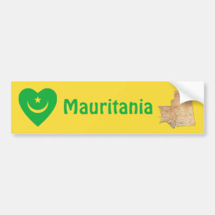 Para Coche Corazón de la bandera de Mauritania + Pegatina