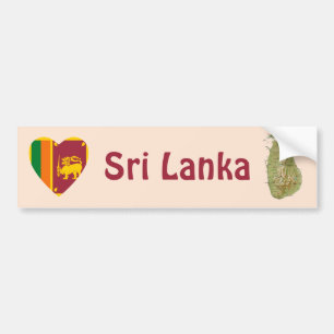 Para Coche Corazón de la bandera de Sri Lanka + Pegatina par