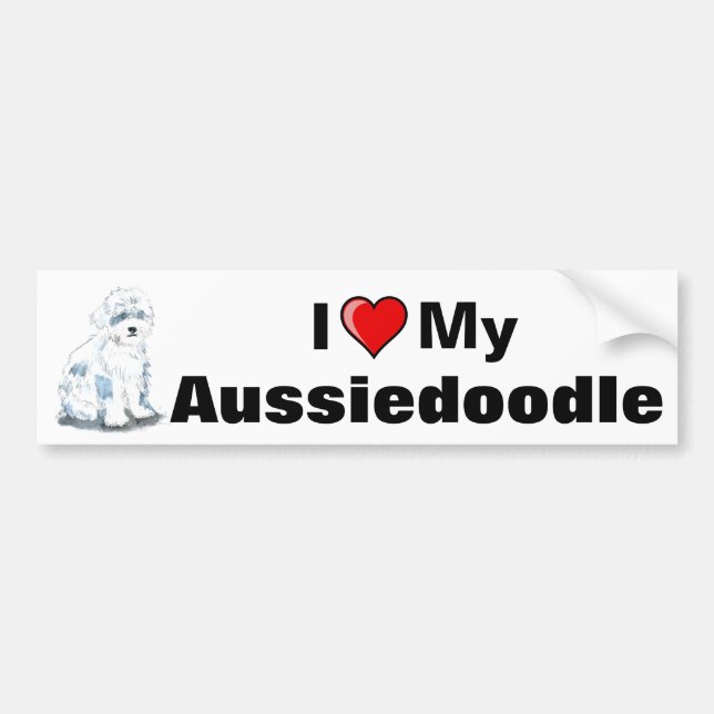 Para Coche Corazón mi pegatina de parachoques Aussiedoodle (Frente)