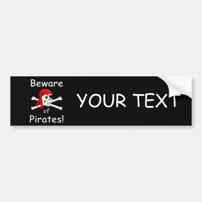 Para Coche Cuidado con la pegatina del parachoques piratas (Frente)