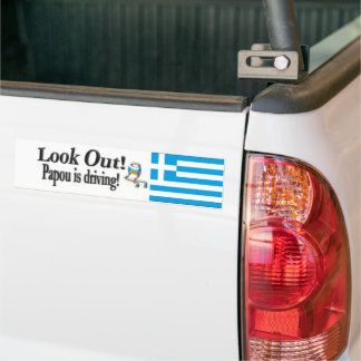 Para Coche ¡Cuidado Papou está conduciendo! Pegatina Griega p