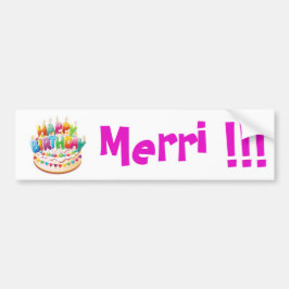 Para Coche ¡Feliz cumpleaños! ¡Merri!!! pegatina {plantilla}