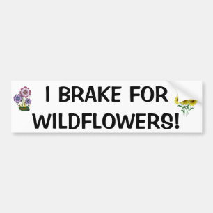 Para Coche "¡Frené por flores silvestres!" Pegatina rectangul