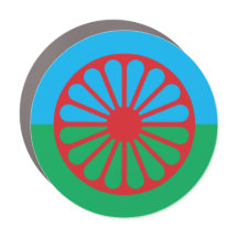 imán redondo de bandera romaní