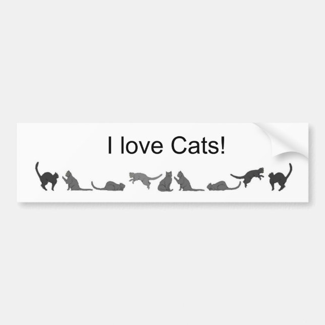 Para Coche Me encanta la pegatina del parachoques de los gato (Frente)