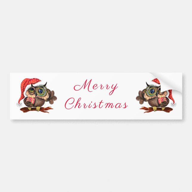 Para Coche Navidades dan a Pegatina Lechuza Bebé con regalo (Frente)