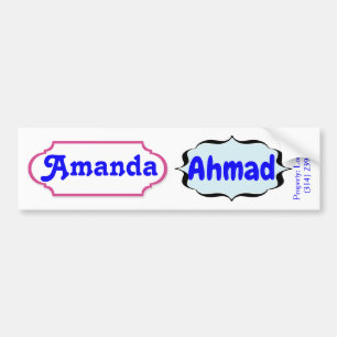 Para Coche Nombres AMANDA y pegatina de AHMAD