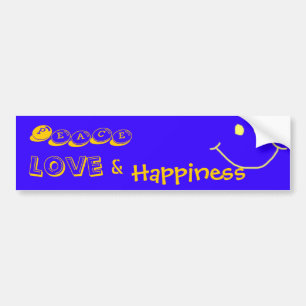 Para Coche Paz, amor, y, pegatina de Bumber de la felicidad