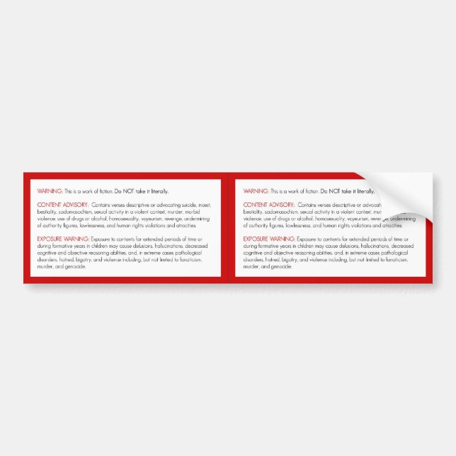 Para Coche Pegatina amonestador de la biblia (Frente)