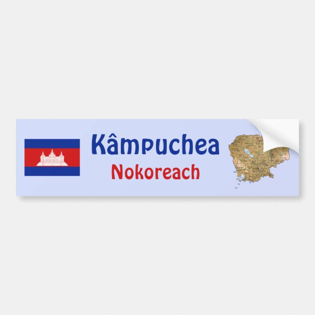 Para Coche Pegatina de bandera y mapa de Camboya (Frente)