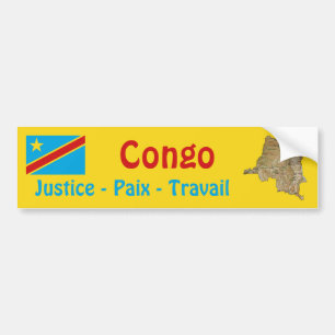 Para Coche Pegatina de bandera y mapa de Congo-Kinshasa