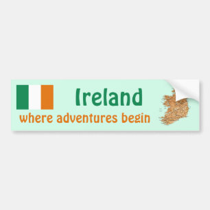 Para Coche Pegatina de bandera y mapa de Irlanda
