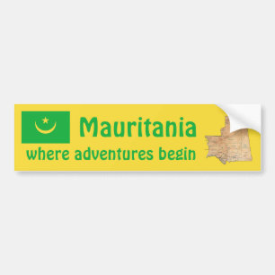 Para Coche Pegatina de bandera y mapa de Mauritania