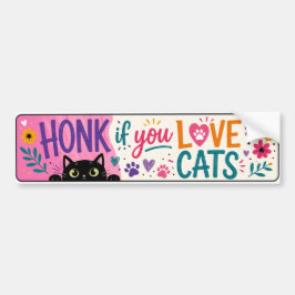 Para Coche Pegatina de bumper Honk colorido si amas a los gat