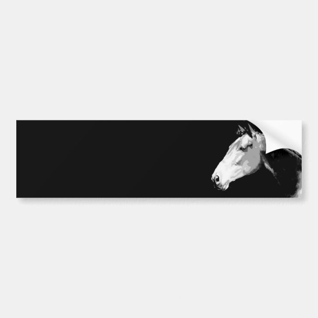 Para Coche Pegatina de caballo en blanco y negro (Frente)