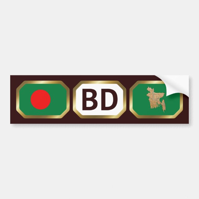 Para Coche Pegatina de código de mapa de bandera de Banglades (Frente)