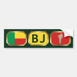Para Coche Pegatina de código de mapa de bandera de Benín