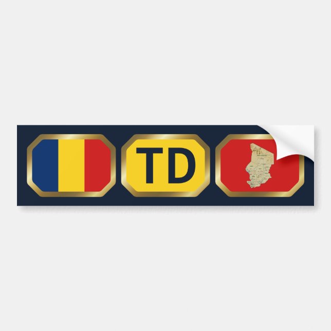 Para Coche Pegatina de código de mapa de bandera de Chad (Frente)