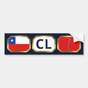 Para Coche Pegatina de código de mapa de bandera de Chile