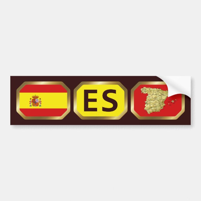 Para Coche Pegatina de código de mapa de bandera de España (Frente)