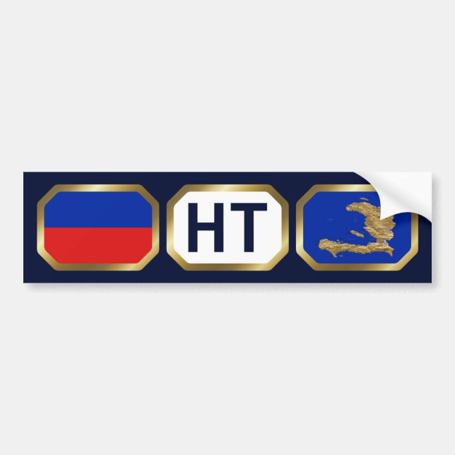 Para Coche Pegatina de código de mapa de bandera de Haití (Frente)
