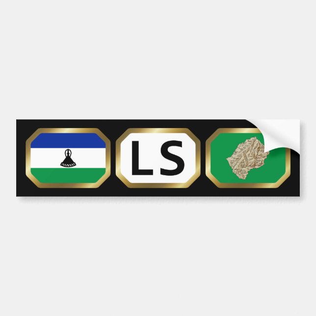 Para Coche Pegatina de código de mapa de bandera de Lesoto (Frente)