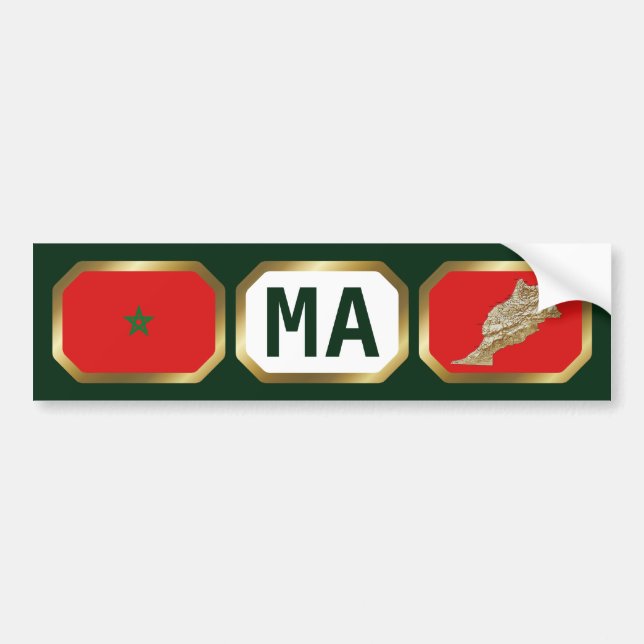 Para Coche Pegatina de código de mapa de bandera de Marruecos (Frente)