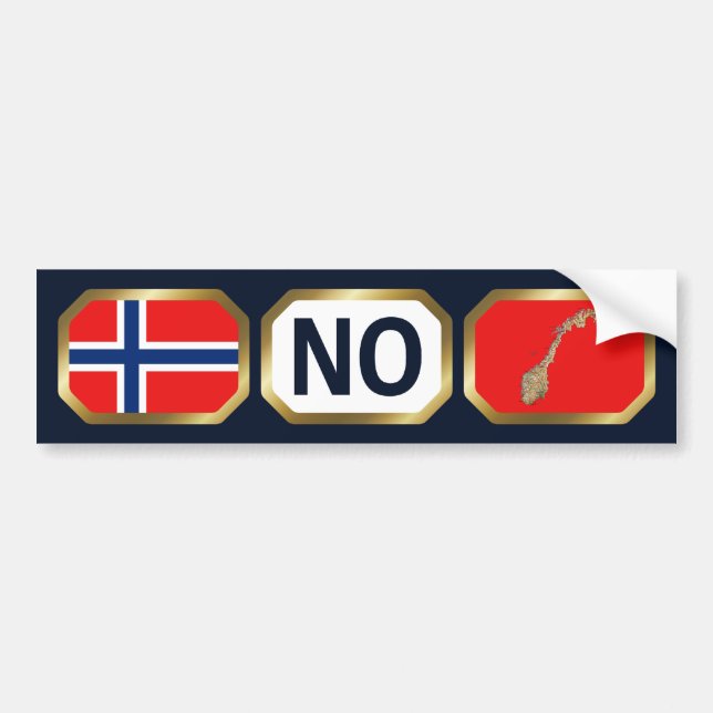Para Coche Pegatina de código de mapa de bandera de Noruega (Frente)