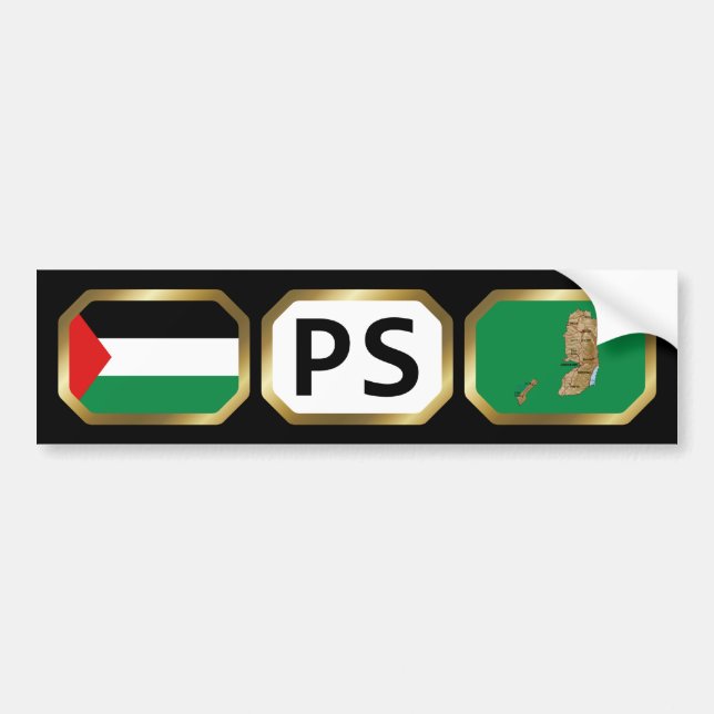 Para Coche Pegatina de código de mapa de bandera de Palestina (Frente)