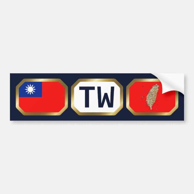 Para Coche Pegatina de código de mapa de bandera de Taiwán (Frente)
