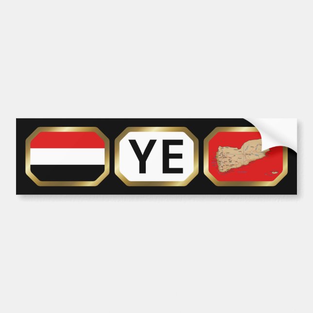 Para Coche Pegatina de código de mapa de bandera de Yemen (Frente)