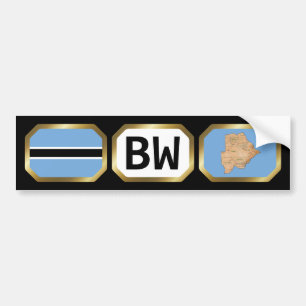 Para Coche Pegatina de código de mapa de la bandera de Botsua