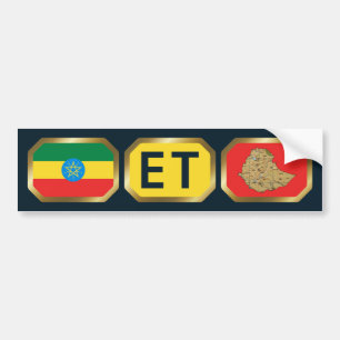 Para Coche Pegatina de código de mapa de la bandera etíope