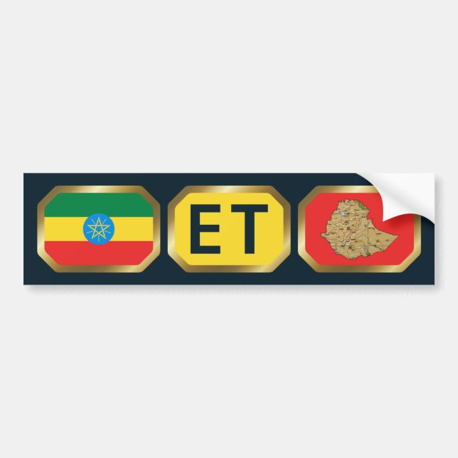 Para Coche Pegatina de código de mapa de la bandera etíope (Frente)