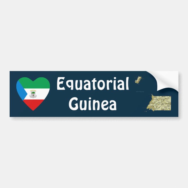 Para Coche Pegatina de corazón con bandera de Guinea Ecuatori (Frente)