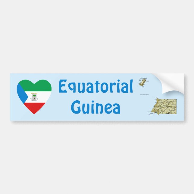 Para Coche Pegatina de corazón con bandera de Guinea Ecuatori (Frente)