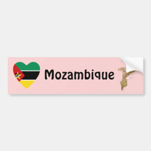 Para Coche Pegatina de corazón con bandera de Mozambique + ma