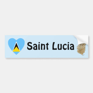 Para Coche Pegatina de corazón con bandera de Santa Lucía + m