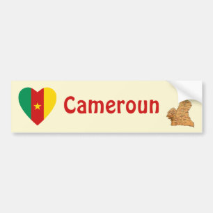 Para Coche Pegatina de corazón de la bandera de Camerún + map