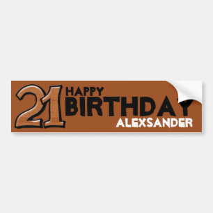 Para Coche Pegatina de cumpleaños número 21 de chocolate