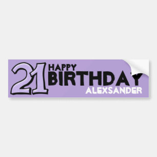 Para Coche Pegatina de cumpleaños número 21 de lavanda