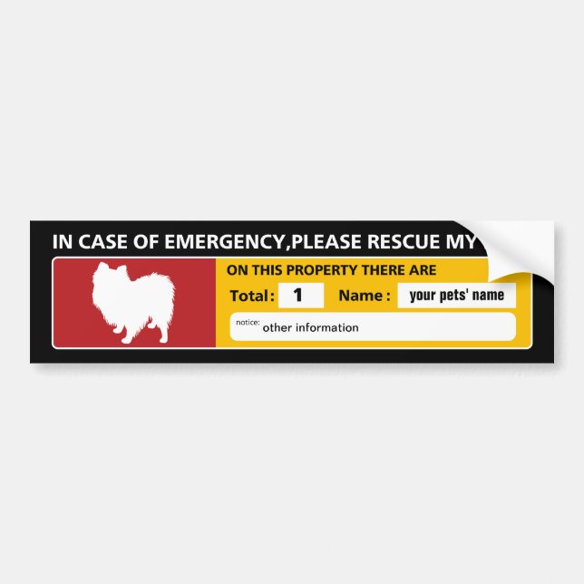 Para Coche Pegatina de Emergencia (pomerania) (Frente)
